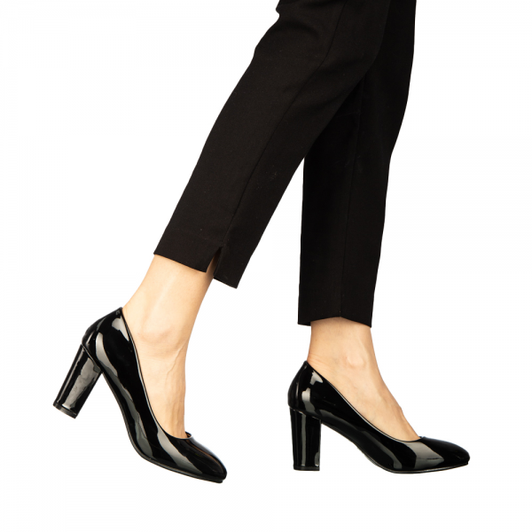 Дамски обувки с ток черни от еко кожа  Crenta, 3 - Kalapod.bg